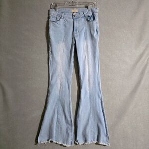 Chelsea & Violet Womens Distressed Ankle Flare Bell Bottoms Denim Jeans Size 27